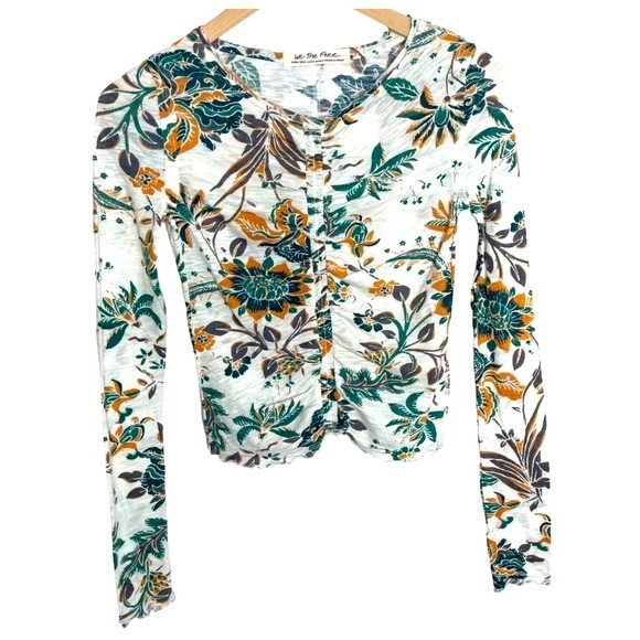 Free People We The Free Dreamed of You Tee in Teal Combo NWT XS with Stretch - Picture 8 of 15